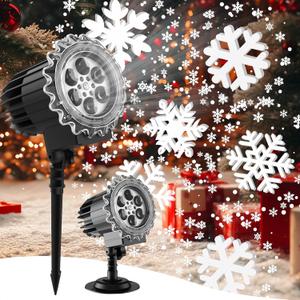Christmas Projector Lights Outdoor Decoration - 2025 Upgrade 3D Snowflake LED Projector Lights, IP65 Waterproof Adjustable for Xmas Indoor Outdoor Christmas Party Decoration