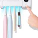StarWin UV Toothbrush Cleaner, Timer Function, Rechargeable Tooth Brush Holder Wall-Mounted for Bathroom, No Drilling, 4 Slots