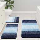 Arotive Microfiber Bathroom Rugs, Shaggy Soft and Absorbent Bath Rug, Non-Slip, Thick Plush Machine Washable Dry Bath Mats for Bathroom, Tub and Shower, 47x17, Blue, Rectangular