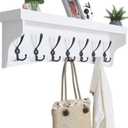 WEBI Coat Rack Wall Mount with Shelf,35" Long White Wall Shelf with Hooks Underneath,Entryway Coat Rack with 7 Triple Hooks for Hanging Coats,Bathroom,Mudroom,Hallway