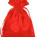 50 Pack 5X7 Red Satin Bags - Small Gift, Jewelry, Wedding Favor, Baby Shower, Party Favor Bags
