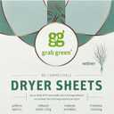 Grab Green Dryer Sheets, 80 Sheets, Vetiver Scent, Plant and Mineral Based, Compostable, Softens Fabrics, Reduces Static Cling and Wrinkles (80 Count (Pack of 1))