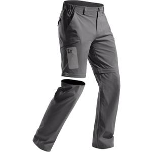 FREE SOLDIER Men's Outdoor Convertible Hiking Pants with Belt Lightweight Quick Dry Tactical Cargo Pants Nylon Spandex (Gray 32W x 30L)
