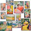 KINYEYE 12PCS Vintage Artistic Colorful Eclectic Posters, Maximalist Eclectic Wall Decor, Aesthetic Artist Wall Art Prints for Home, Dorm, Apartment | Unframed (Yellow)