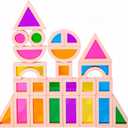 Rainbow Blocks,Acrylic Building Block,Rainbow Stacking Sensory Toys,Toys Set Colorful Preschool Learning Educational Toys for Boys and Girls, Blocks for Toddlers 1-3 (25 PCS)