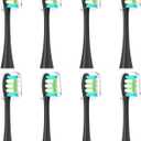 GTHUNDER 8Pcs Electric Toothbrush Heads Suitable for Oclean.with Hygienic Caps,Vacuum-Packed.Fits Adapted for All Oclean Models x pro Elite, X, X Pro,Flow,F1,Air 2(Black)