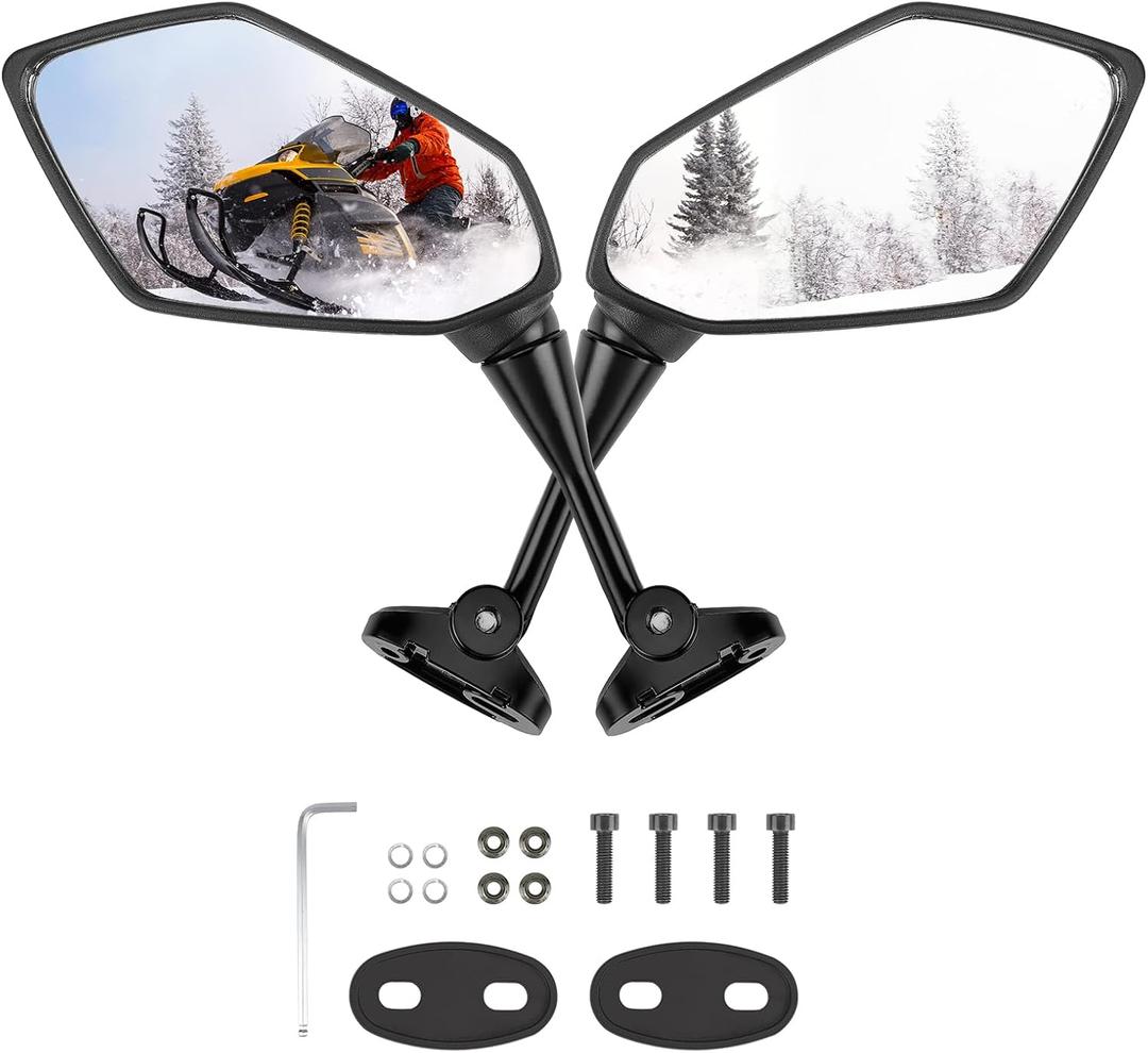 KEMIMOTO Snowmobile Side Mirrors Hood Mounted Rear View Mirror Clear Snowmobile Rearview Mirrors Compatible with Polaris Ski-Doo Arctic Cat Accessories