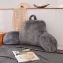 A Nice Night Faux Fur Reading Pillow Bed Wedge Large Adult Children Backrest with Arms Back Support for Sitting Up in Bed / Couch for Bedrest,Gray (Standard)