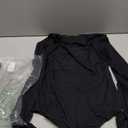 PUMIEY Women's Long Sleeve Bodysuit Mock Turtle Neck Body Suits Going Out Tops Sharp Collection (Medium, Jet Black)