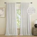 Novecozy Natural Linen Curtains 90 Inch Length, Farmhouse Rod Pocket Back Tab Linen Textured Light Filtering Soft Semi Sheer Window Treatment Drapes for Bedroom Living Room,2 Panels Set, White