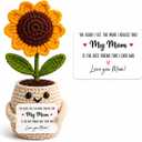 Crochet Sunflower Gift for Mom, Handmade Knitted Flower Pot Cute Amigurumi, Mother's Day Birthday Gifts for Women,Grandma Desk Home Decor, I Love You Mom Present