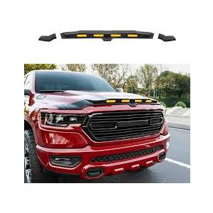 CZmenghe Hood Protector with LED Light Compatible with 2019-2026 Dodge RAM 1500 Hood Deflector Glossy Black Three Section Lightshield Replacement for 2019-2026 Dodge RAM Accessories