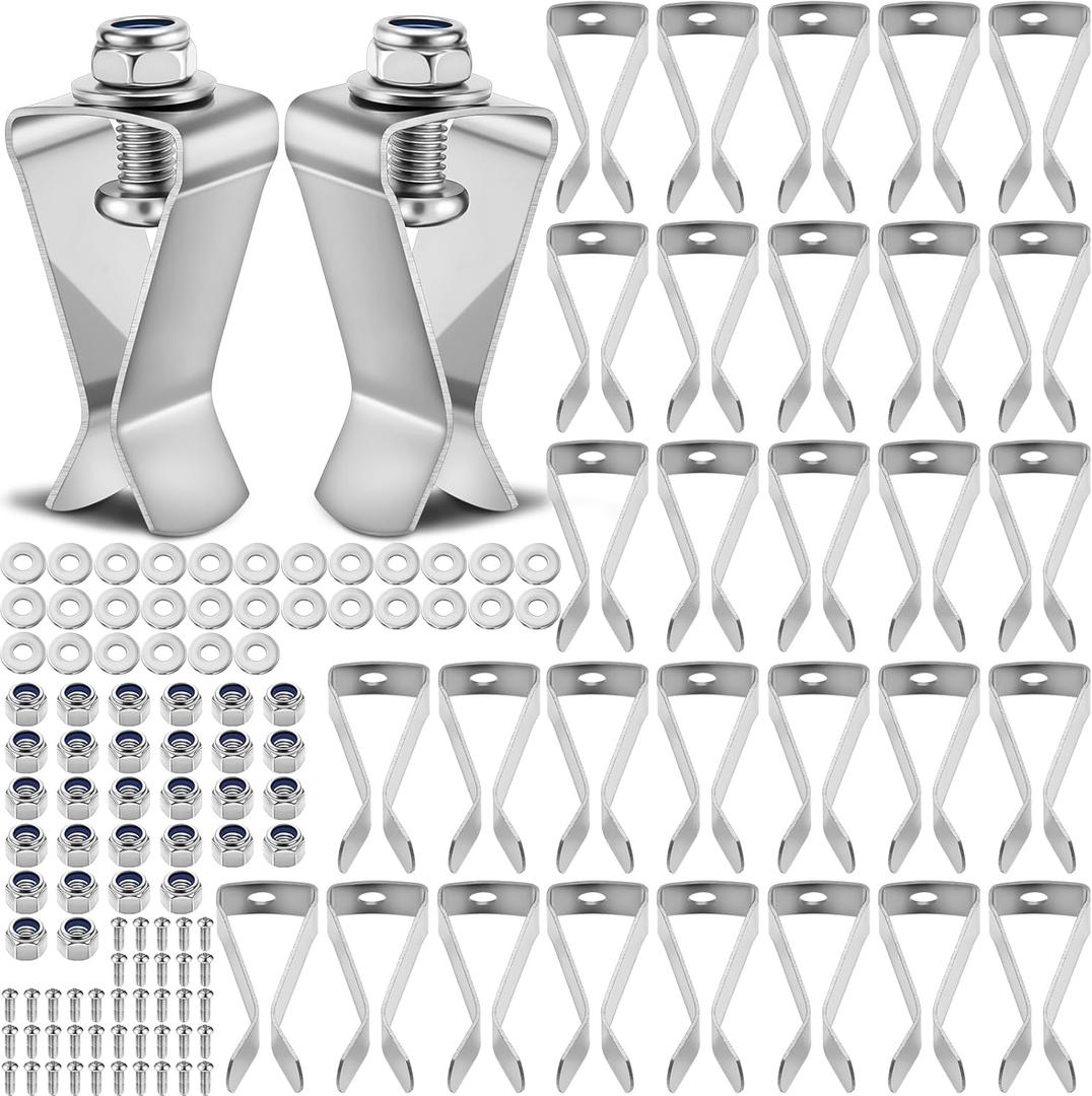 Hicarer 30 Set Window Well Cover Clips Outside 1.4 x 0.7 x 0.5 Inch Egress Window Well Covers Hardware Kit Basement Spring Clip with Screws Heavy Duty U Clip for Basement Window Well Cover Exterior