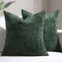 Softalker Green Spring Chenille Pillow Covers, 18x18 Inch Set of 2, Farmhouse Boho Cushion Covers Soft for Sofa Bed Couch, Valentine Easter Decorative Pillow Cases for Living Room, Home Decor Gift