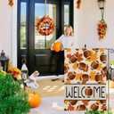 2 x 2Pcs Fall Garden Flag 12x18 Inch Double Sided Outside, Welcome Autumn Black Cat Football Pumpkin Seasonal Yard Outdoor Flag Decor, Set of 2