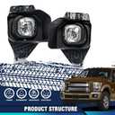 PIT66 Front Bumper Fog Light, Compatible with 2011-2016 Ford F250 F350 F450 F550 Super Duty Fog Lamps with Harness Clear Lens FO2592230 faros Antiniebla, Neblineros para Autos Delantero