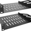 2 Pcs of 1U Server Rack Shelf Vented Cantilever Rack Tray for 10" Network Equipment Cabinet or Rack, Black (1U10IN-RackS-8IN)