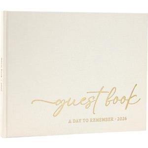 LONLAT Elegant Wedding Guest Book for Wedding Reception, Beautiful Guestbook for Baby Shower and Wedding Decor, 100 Blank Pages for Sign in, Polaroid Pictures and Photos, Linen Cover (2026, Beige)