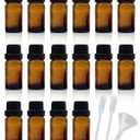 50Pack Set 10ML Amber Glass Bottle with Orifice Reducer and Cap Small Essential Oil Vials (10ML)