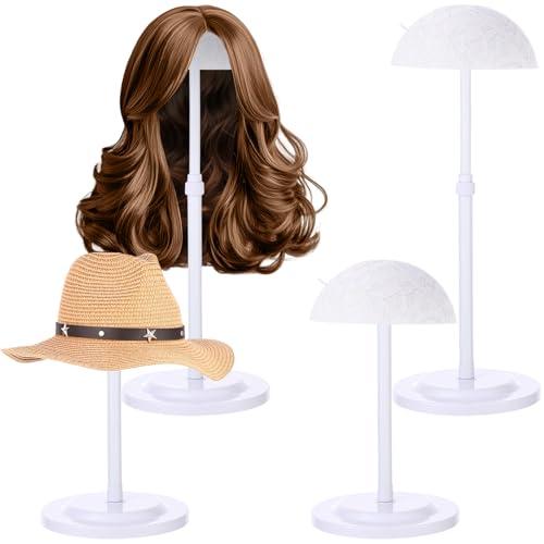 Geelin 2 Pack Wig Stand 9.8"-18.9" Adjustable Height Wig Head Holder Non Slip Portable Hat/cap Display Stand for Multiple Wigs(White)