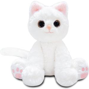 10" White Cat Stuffed Animal Plush Toys for Girls and Boys, Cute Plushies, Realistic Cat Stuffed Animals Plush Toy for Kids, Easter Basket Stuffers, Birthday Surprise Gifts, Christmas Decor