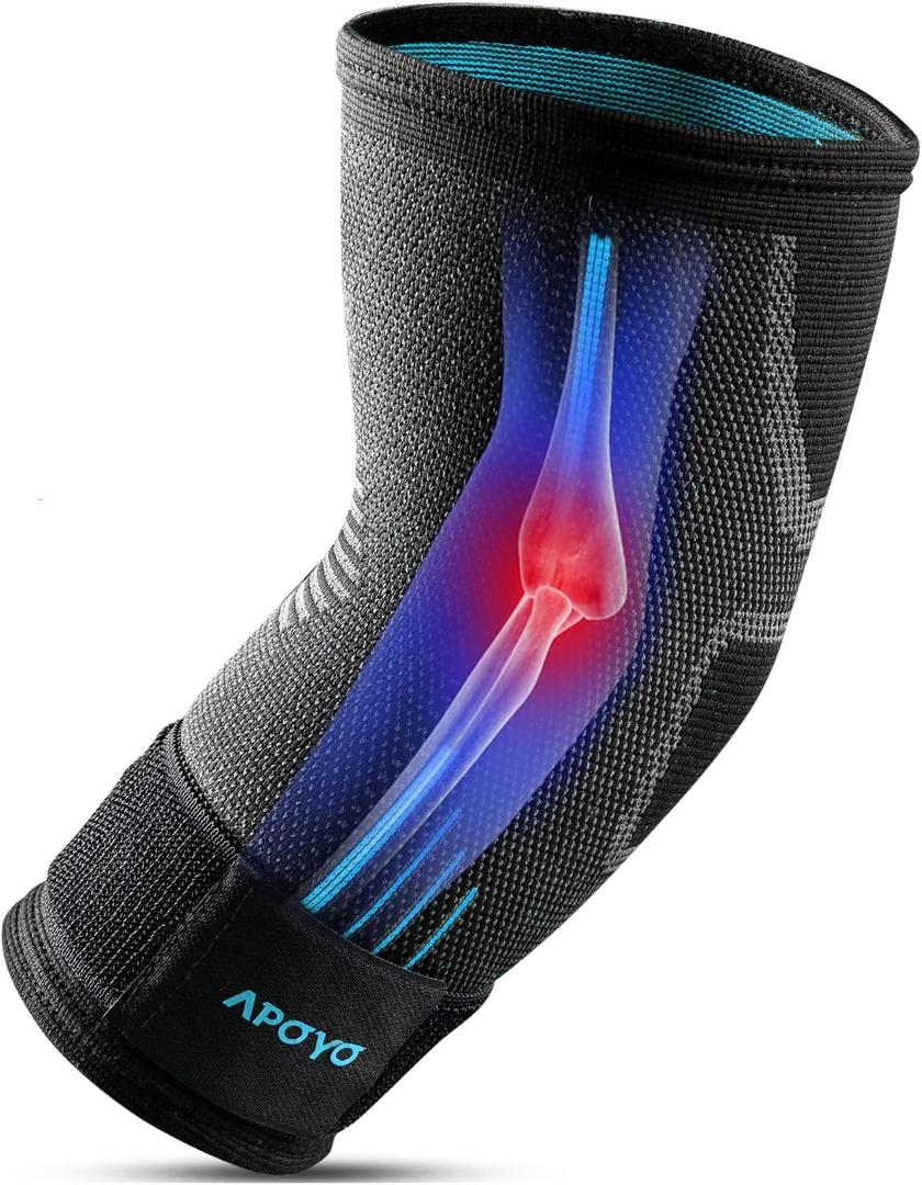 APOYO Elbow Brace for Tendonitis and Tennis Elbow, Compression Sleeve for Arthritis, Workouts, Reduce Joint Pain During Fitness Activity (XX-Large) B