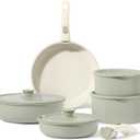 CAROTE Pots and Pans Set, Nonstick Cookware Set Detachable Handle, 11pcs Induction Kitchen Cookware Sets Non Stick with Removable Handle, RV Cookware Set, Oven Safe, Sage Green