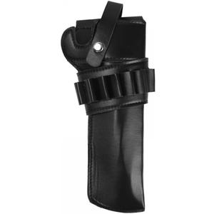 Revolver Holster, Western Cowboy Pistol Holster Adjustable Right Hand Leather Pistol Holster with Bullet Pouch for Outdoor Hunting (Black)