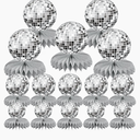 15 PCS Silver Disco Theme Honeycomb Centerpieces Disco Ball Party Decorations 70s Disco Party Table Centerpieces for Back to 70s Party Supplies Favors