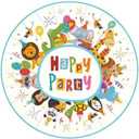 200 pcs Happy Birthday Party Supplies,Jungle Safari Theme Happy Party Decorations, Zoo Animal Dinnerware Plates, Napkins, Cups, and Cutlery (Serves 25)