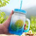 16 oz Glass Mason Jars with Handles Set Of 4 Colored Frosted and Metal Lids and Hard Plastic Straws Drinking Glasses Cups Mug Set for Iced Coffee, Tea