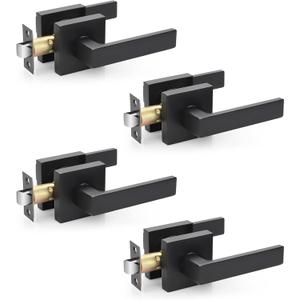 Keyless Interior Unlocking Passage Door Levers Interior Door Handles, Heavy Duty Modisch Door Handles with Matte Black Finish for Hallway/Closets/Laundry Rooms, Home/Office Use, 4 Pack