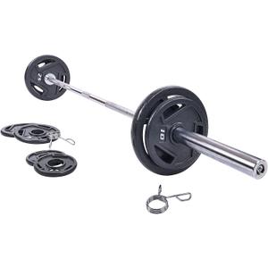 Signature Fitness Cast Iron Olympic 2-Inch Weight Plates Including 7FT Olympic Barbell, 130-Pound, 300-Pound or 325-Pound Set, Multiple Packages