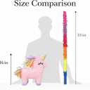 GIFTEXPRESS 16" Pink Unicorn Pinata with 33 Inch Pinata Stick & Blinfold - Mexican Theme Party Decoration for Birthdays, Fiestas & Cinco de Mayo, Kids Party Favors, Easy Fill & Hang Loop