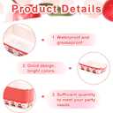 50pcs Cherry Food Trays, Kraft Paper Food Holder Trays Cherry Serving Snack Boats Birthday Paper Serving Hot Dog Plates Fruit Theme Party Supplies for Birthday Decorations