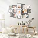 15 Pack Picture Frames, Three 8x10, Six 5x7, Six 4x6, Gallery Wall Frames Sets, Photo Frames for Home Living Room Wall Decor, Black