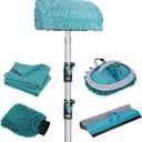 12FT Car Wash Brush with Long Handle, Car Cleaning Kit with Soft Wash Brush, Tire Brush, Window Squeegee, Microfiber Cleaning Head, Mitt, for House Siding, Auto Cars, Trucks, SUV, RV, Floors