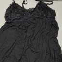 Ababoon Plus Size Lingerie for Women Lace Modal Chemises Nightgown V-Neck Full Slip Babydoll Sleepwear (3X-Large, Dark Black)