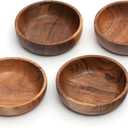 Acacia Wood Bowls - 4.75-inch Brown Wooden Bowls, 400 cubic cm (0.40 liters) Each, Set of 4