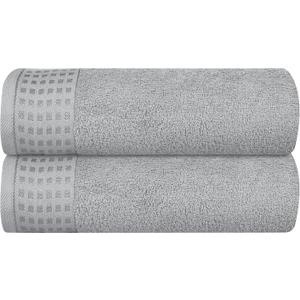 GLAMBURG 100% Cotton 2 Pack Oversized Bath Towel Set 28x55 Inches, Ultra Soft Highly Absorbant Compact Quickdry & Lightweight Large Bath Towels, Ideal for Gym Travel Camp Pool - Light Grey