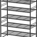 Shoe Rack, 5-Tier Metal Shoe Shelf Storage Organizer for Closet, Entryway, Stackable Black