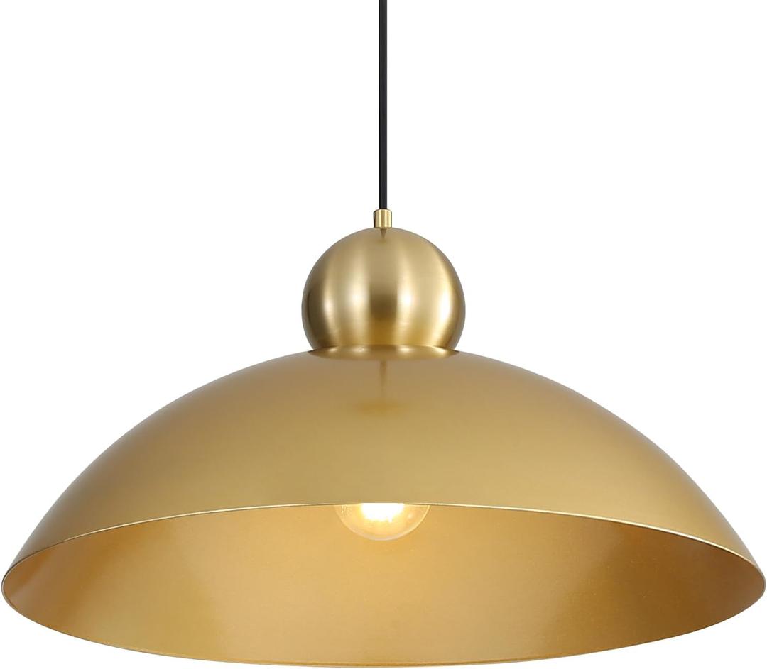 18 Inch Large Pendant Lights Kitchen Island Farmhouse Pendant Light with Adjustable Gold Dome Hanging Light Fixtures for Over Sink Dining Room Bedroom Hallway, ETL Listed