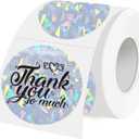 WANGHENG 3 Inch Holographic Thermal Labels, Round Thermal Printer Labels, Waterproof Thermal Printer Stickers for DIY Logo Design, Name Tag, QR Code, Thanks Card 150 Labels/ Roll (Glass Fragments)