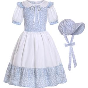 Pioneer Girl Costume Colonial Costume Girls Prairie Dress (9-10 Years)