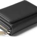 GAEKEAO Small Wallets for Women Leather RFID Blocking Credit Card Holder Wallet (Black)