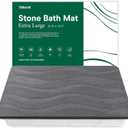 XMarrat Large Stone Bath Mat, 31.5'' x 19.7'' Super Absorbent Diatomaceous Earth Bath Mat Large, Quick Drying Non-Slip Diatomite Stone Bath Mats for Bathroom, Easy to Clean (Dark Gray)