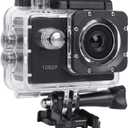 A7 Action Camera Camcorder, 1080P HD, 2.0in Screen, 30m Waterproof, 140 Wide Angle, 900mAh Battery, Black, for Outdoor Sports Cycling