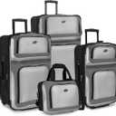 U.S. Traveler New Yorker Lightweight Softside Expandable Travel Rolling Luggage, Gray, 4-Piece Set (15/21/25/29)