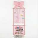 Pink Hair Bows Holder Headband Organizer for Girls Long Baby Hair Clips Accessories Display Storage Hanging Wall Decor with Hooks Gift for Christmas Nursery Toddler Girls Room