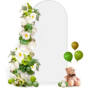 Hemmotop White Arch Backdrop Cover (No Arch Backdrop Stand), 6 ft Spandex Stretchy 2-Sided Arch Stand Covers, Ideal for Wedding, Baby Shower, Ceremony Party Decoration, Balloon Arches, 6x2.6 ft